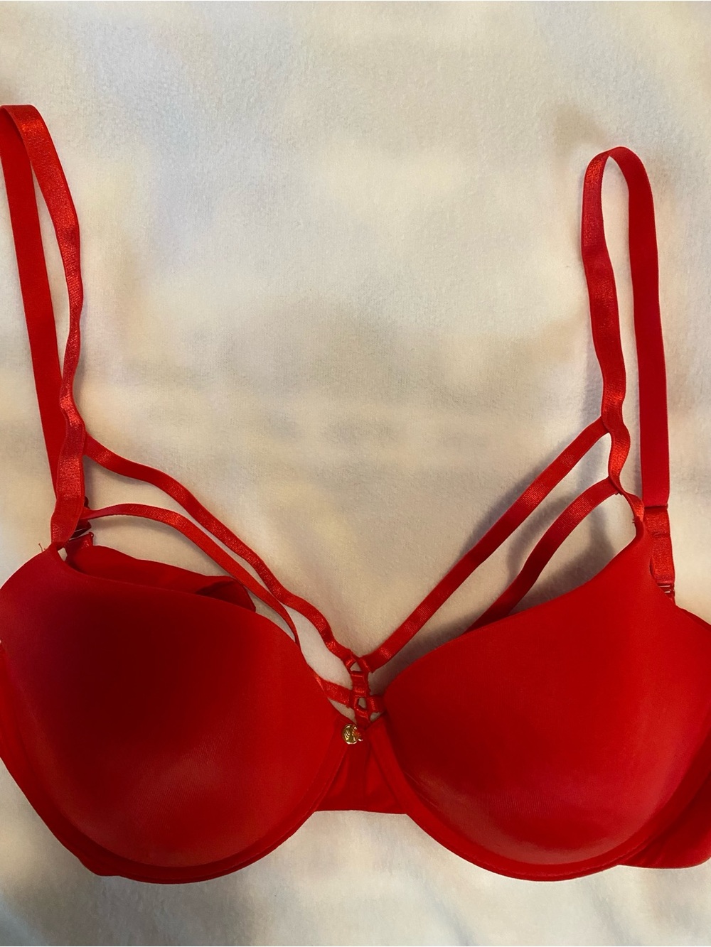 VENUS Red Strappy Push-Up Bra with Decorative Straps